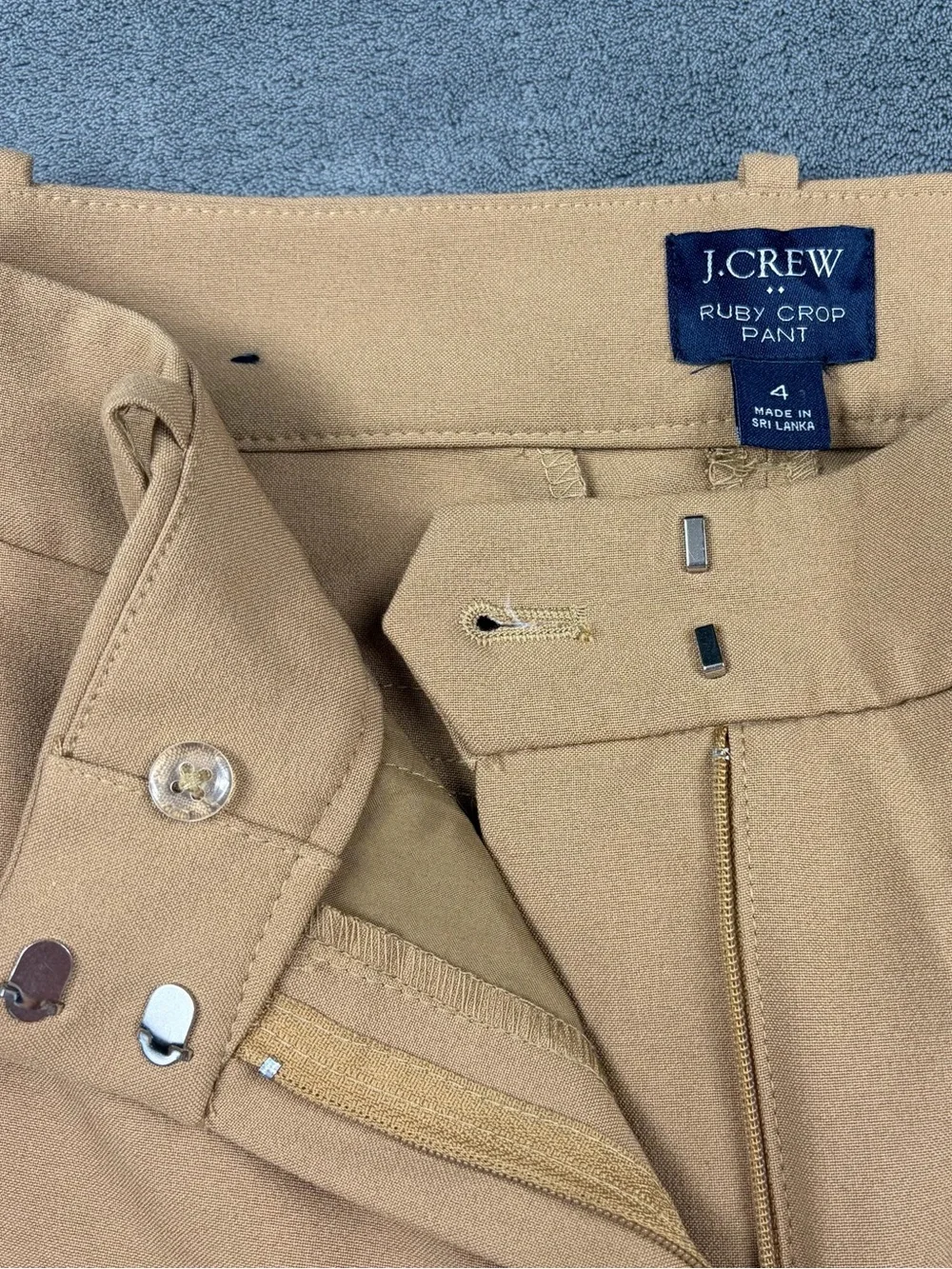 J. Crew Tan Stretch Chinos - Slim Straight Ruby Crop Pant size 4